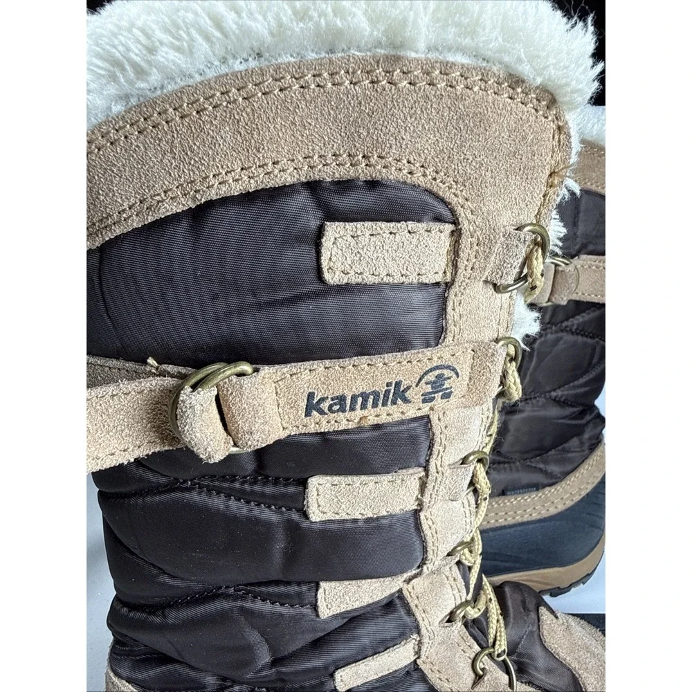Kamik Snow Valley Brown Leather Faux Fur Thinsulate Snow Boots Women's‎ 8
